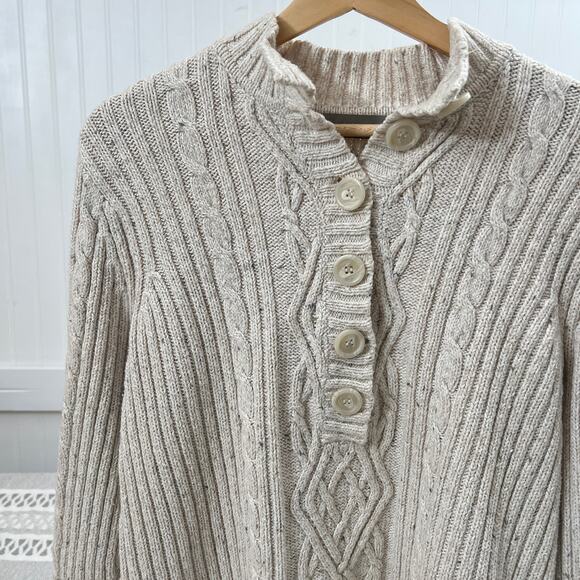 Liz Claiborne Cable Knit Sweater Chunky Knit Button Up Cottagecore Womens L - Picture 1 of 11
